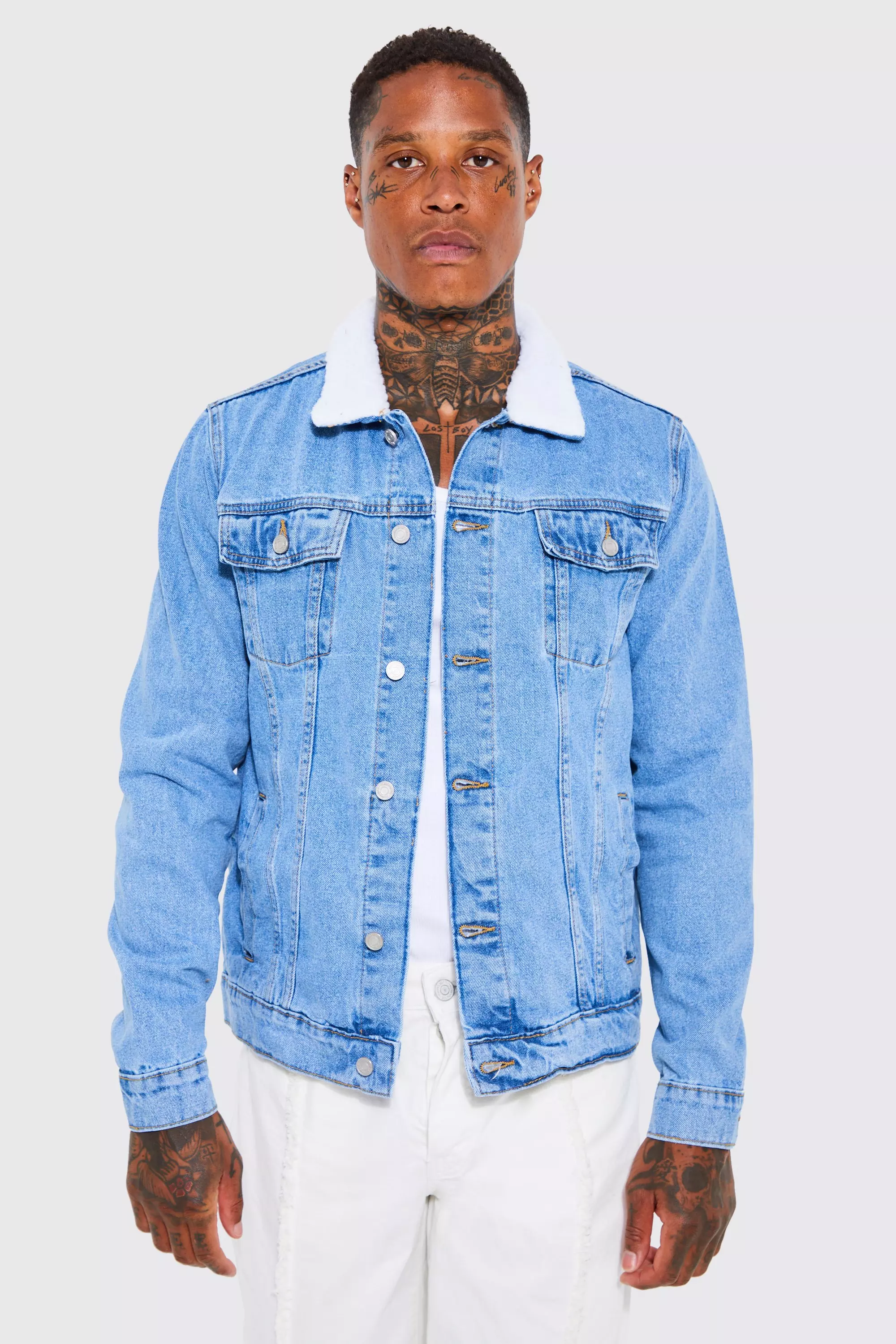 Borg denim jacket mens hotsell